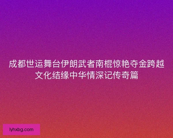 成都世运舞台伊朗武者南棍惊艳夺金跨越文化结缘中华情深记传奇篇